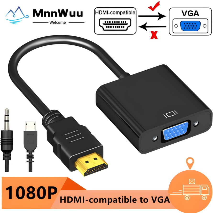 Pc Power Supply - Convertisseur adaptateur HDMI vers VGA 1080P,